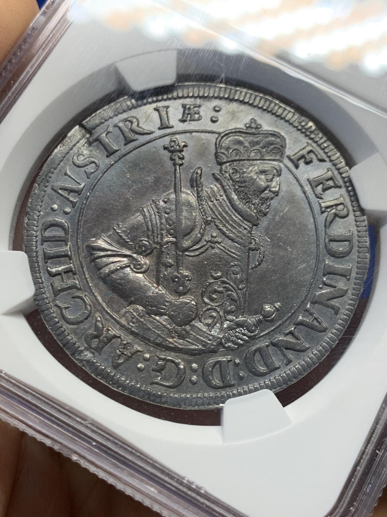 《竞宝斋》第459场 周日，周一，2场连拍 （全场包邮）欢迎送拍 NGC MS62 神圣罗马帝国 1564-95年 上阿尔萨斯陆地伯国 泰勒大银币 稀少昂西塞姆厂别 背面带双鱼图标