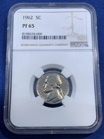 《竞宝斋》第459场 周日，周一，2场连拍 （全场包邮）欢迎送拍 - NGC PF65 美国1962年杰克逊5美分镍币 少见早期精制版本