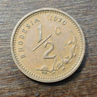 【铜匠收藏】★第138场★散币场。不寄存，30包邮。不满30元，支付5元运费。《接受代拍 代送NGC评级》 - 69【无寄存】罗德西亚 1970年 1/2分 铜币