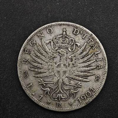 【淘币小摊】实时拍第八百五十拍   散币银币场   满百包邮可预留二周 每周一统一发货   - 意大利1901年1里拉银币