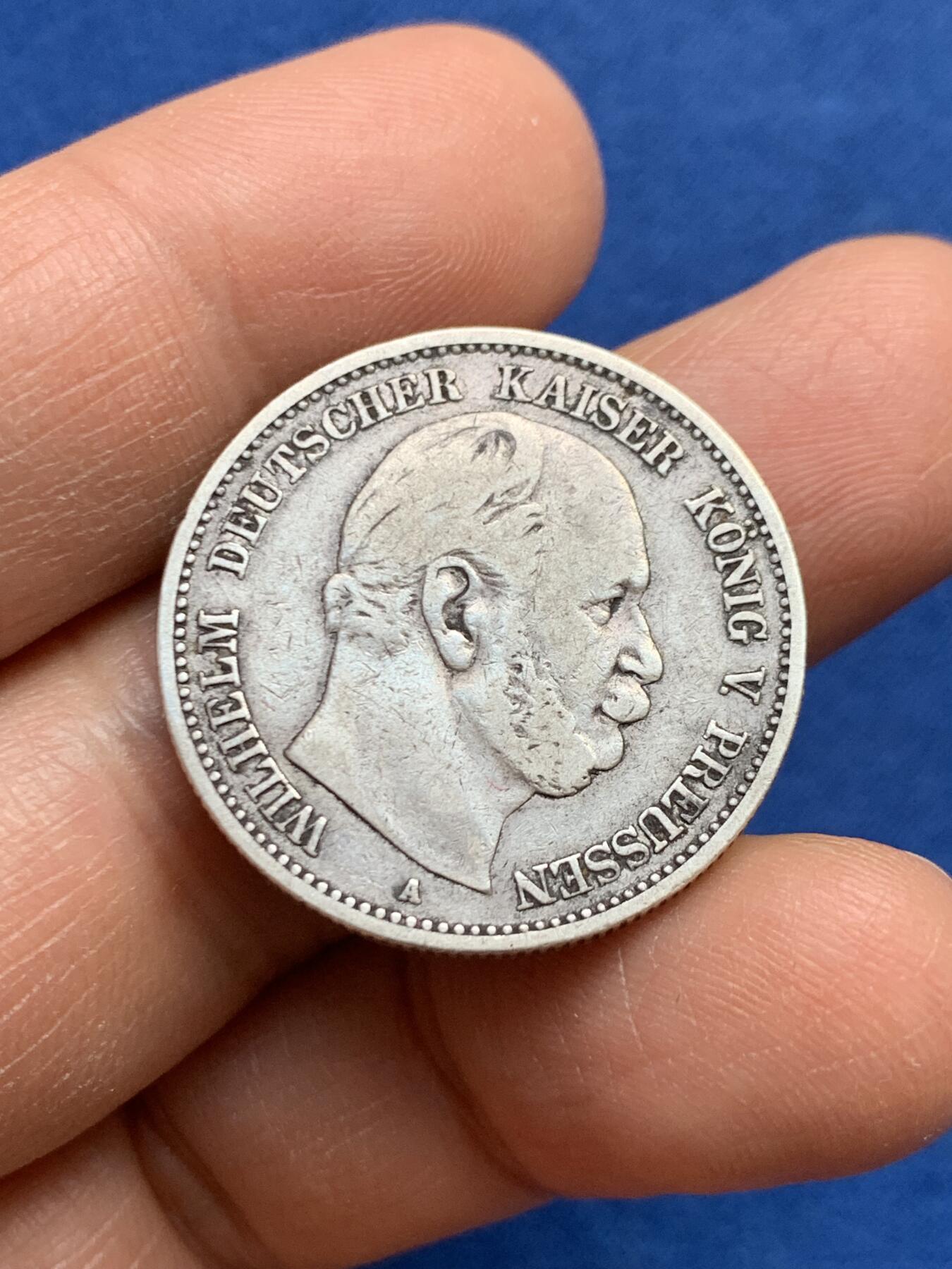 《竞宝斋》第459场 周日，周一，2场连拍 （全场包邮）欢迎送拍 德国1876年A厂威廉一世2马克