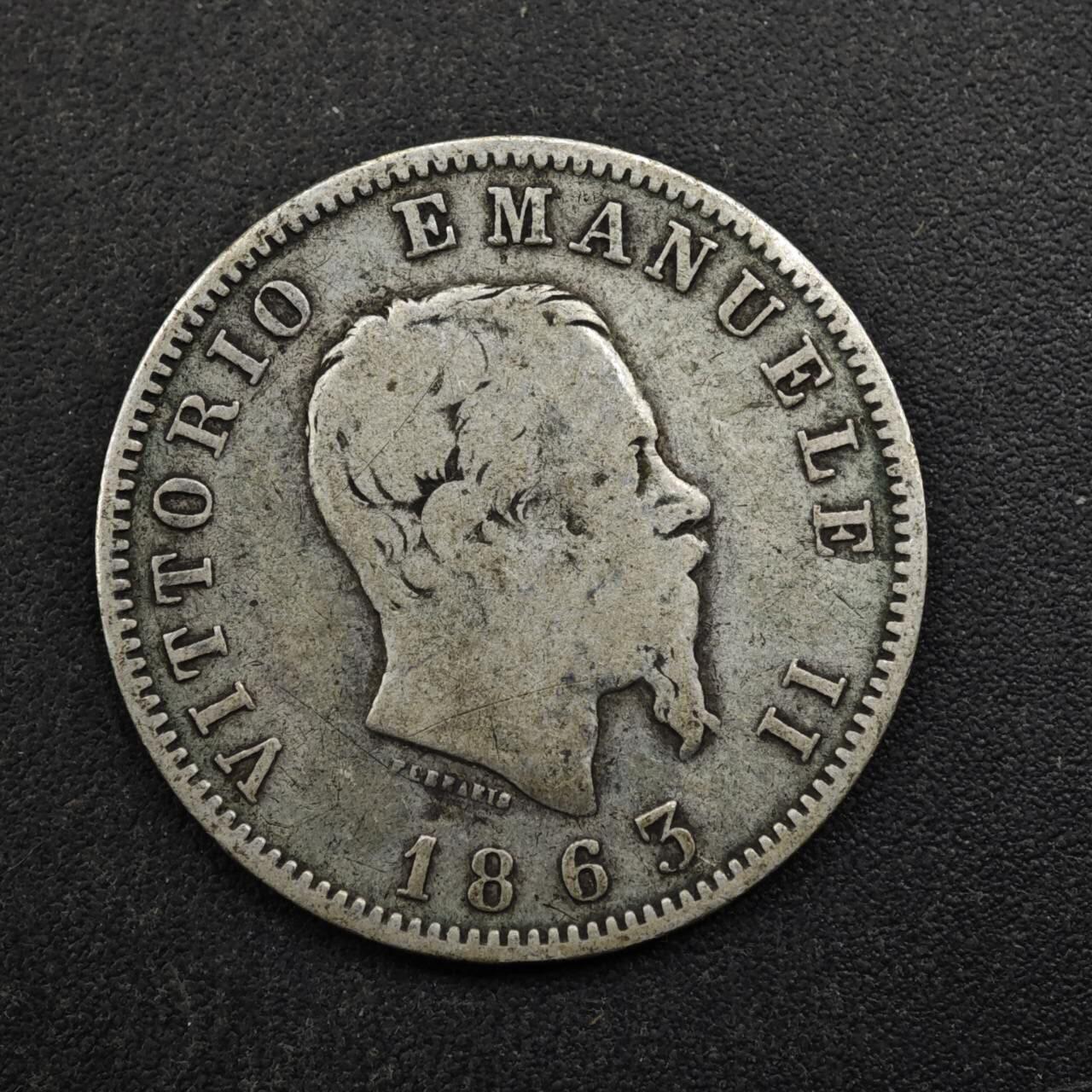 【淘币小摊】实时拍第八百五十拍   散币银币场   满百包邮可预留二周 每周一统一发货   意大利1863年1里拉银币