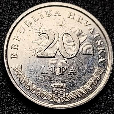 泉币菌-第172场- 精品福利场 - 橄榄枝 1995年克罗地亚20利帕镀镍钢硬币18.5毫米2.9克