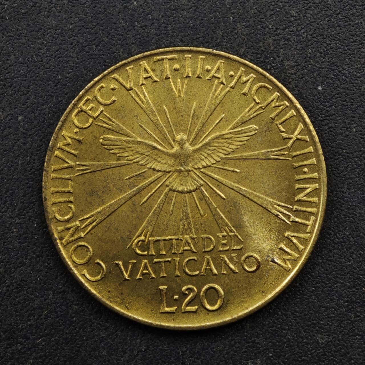 【淘币小摊】实时拍第八百五十拍   散币银币场   满百包邮可预留二周 每周一统一发货   梵蒂冈1962年20里拉