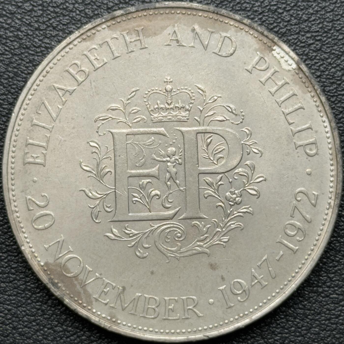 ＜星葵钱币社＞散币克朗场第68期·1月23日发货 英国1972年女王银婚25便士克朗型纪念币