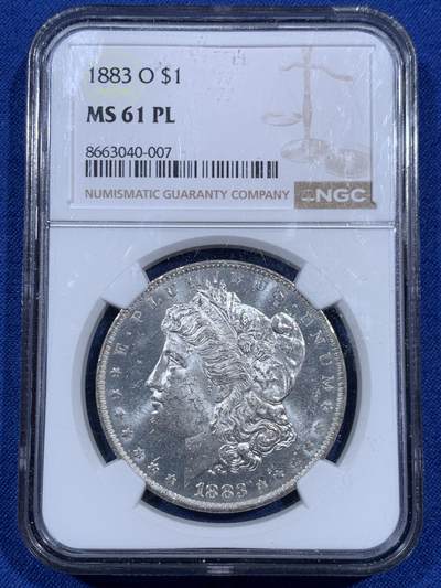 《竞宝斋》第459场 周日，周一，2场连拍 （全场包邮）欢迎送拍 - NGC MS61PL 美国1883年摩根1美元银币 少见的PL版本