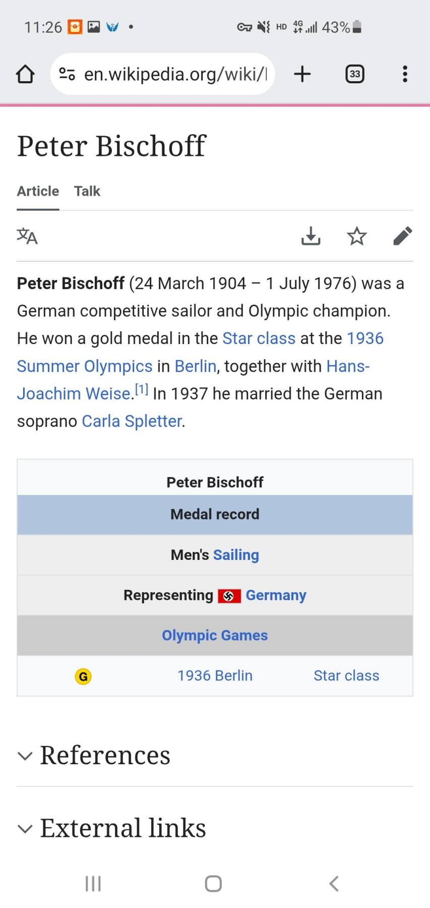 韵星假日拍卖第三十七期 -- Rimey Holidays Auction 37 Nazi德国奥运会帆船金牌得主Peter Bicshoff个人印章一枚 非常少见 印泥和印章完好无缺失 可以正常使用 带原盒 原主为著名运动员 在奥林匹克官网和维基均有记录 最后一幅图为其记录