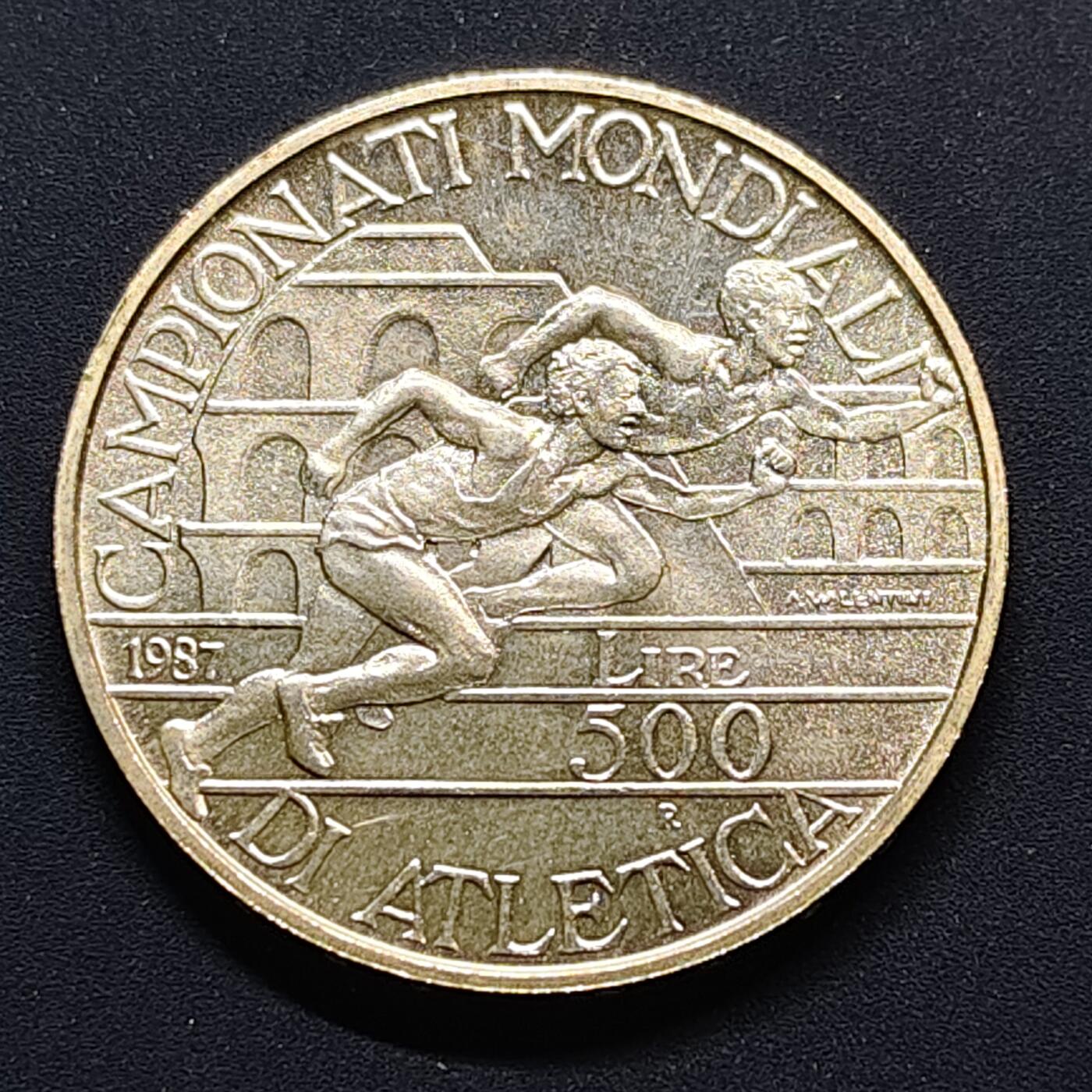 【全场包邮】纯粹捡漏拍497场-持续更新中 意大利1987年500里拉罗马世界田径锦标赛纪念银币【29毫米11克83.5%】