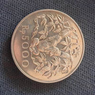 道一币馆币章第一百六十四场 - 印度尼西亚1974年红猩猩5000卢比银币 32g 500s