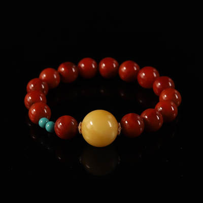 瑰丽珠宝（一） - 原矿瓦西双色南红18K金绿松石设计款手串