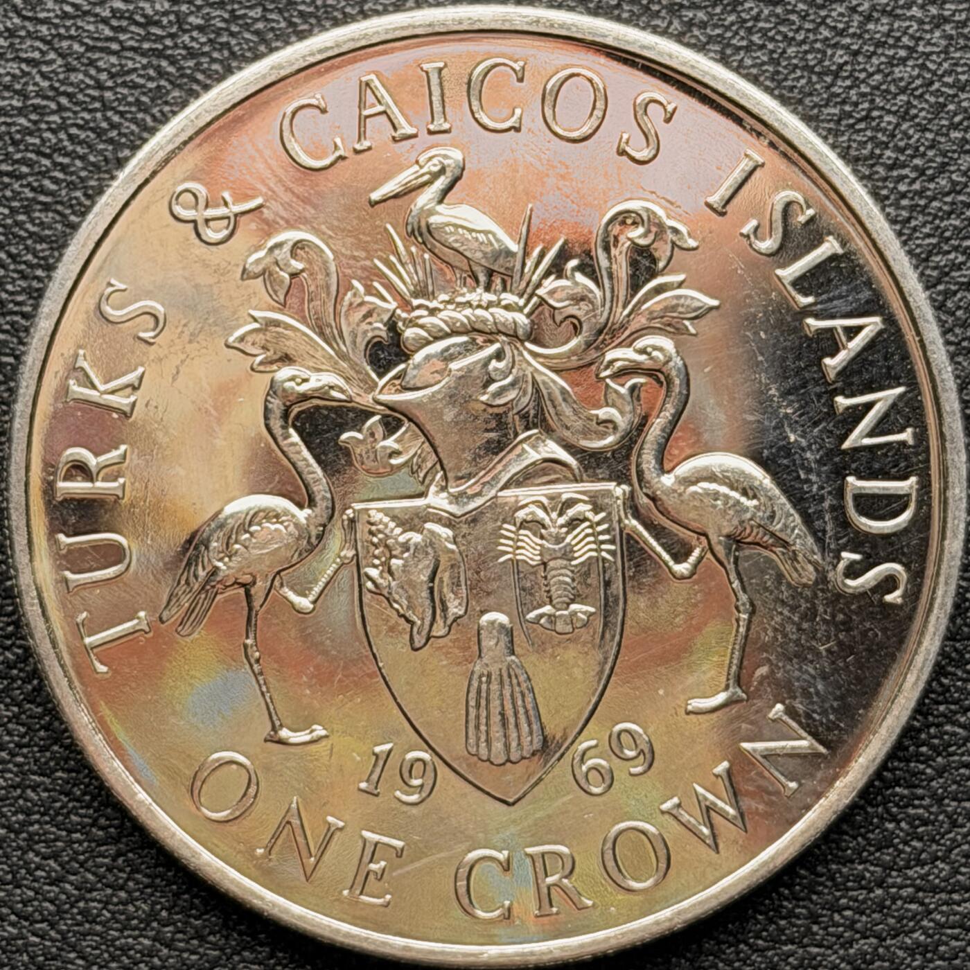 ＜星葵钱币社＞散币克朗场第68期·1月23日发货 〈发行量6000〉特克斯和凯科斯群岛1969年5先令克朗型精制铜镍币