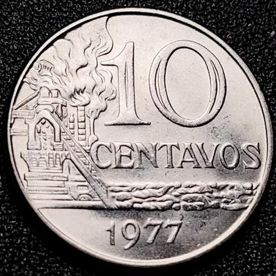 泉币菌-第172场- 精品福利场 - 巴西1977年10分 炼油厂 自由女神  铜镍币 23mm