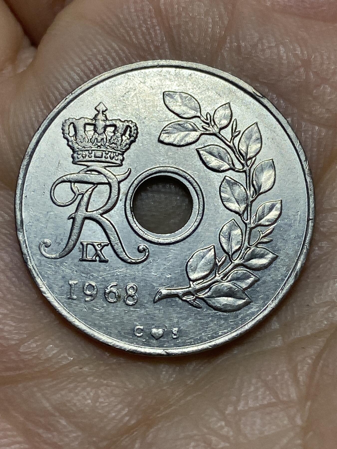 2026年第十一场(总第一百八十场）外国好品散币场(免佣金) 丹麦🇩🇰1968年25欧尔(弗雷德里克九世第四版，C; S版)