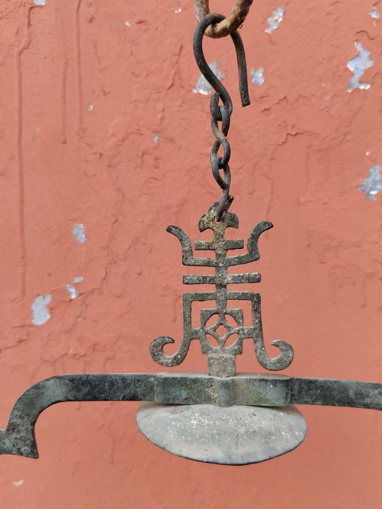 民国煤油老挂灯，铜架，古色古香 ，难得的一套，总高48公分