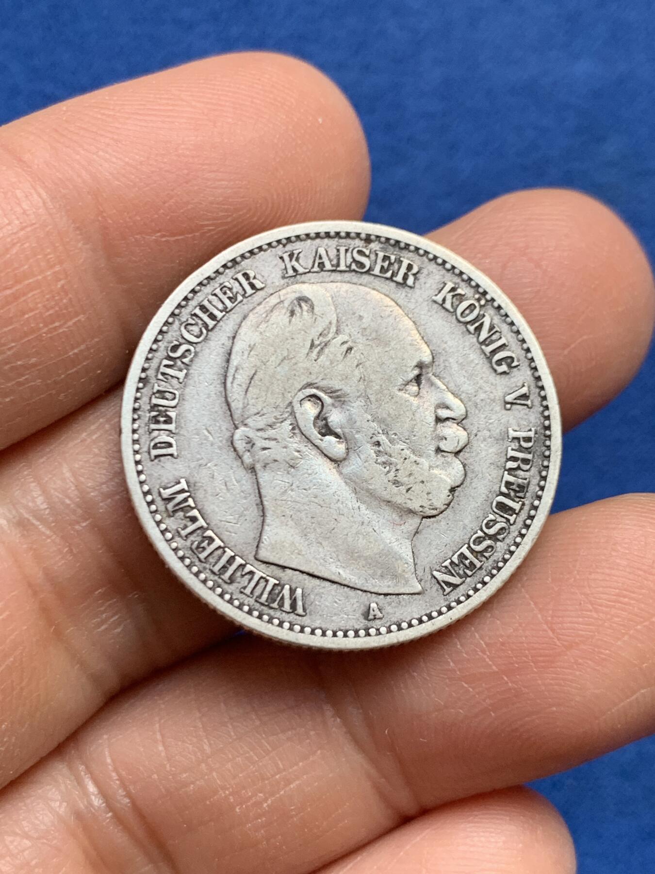 《竞宝斋》第459场 周日，周一，2场连拍 （全场包邮）欢迎送拍 德国1876年A厂威廉一世2马克