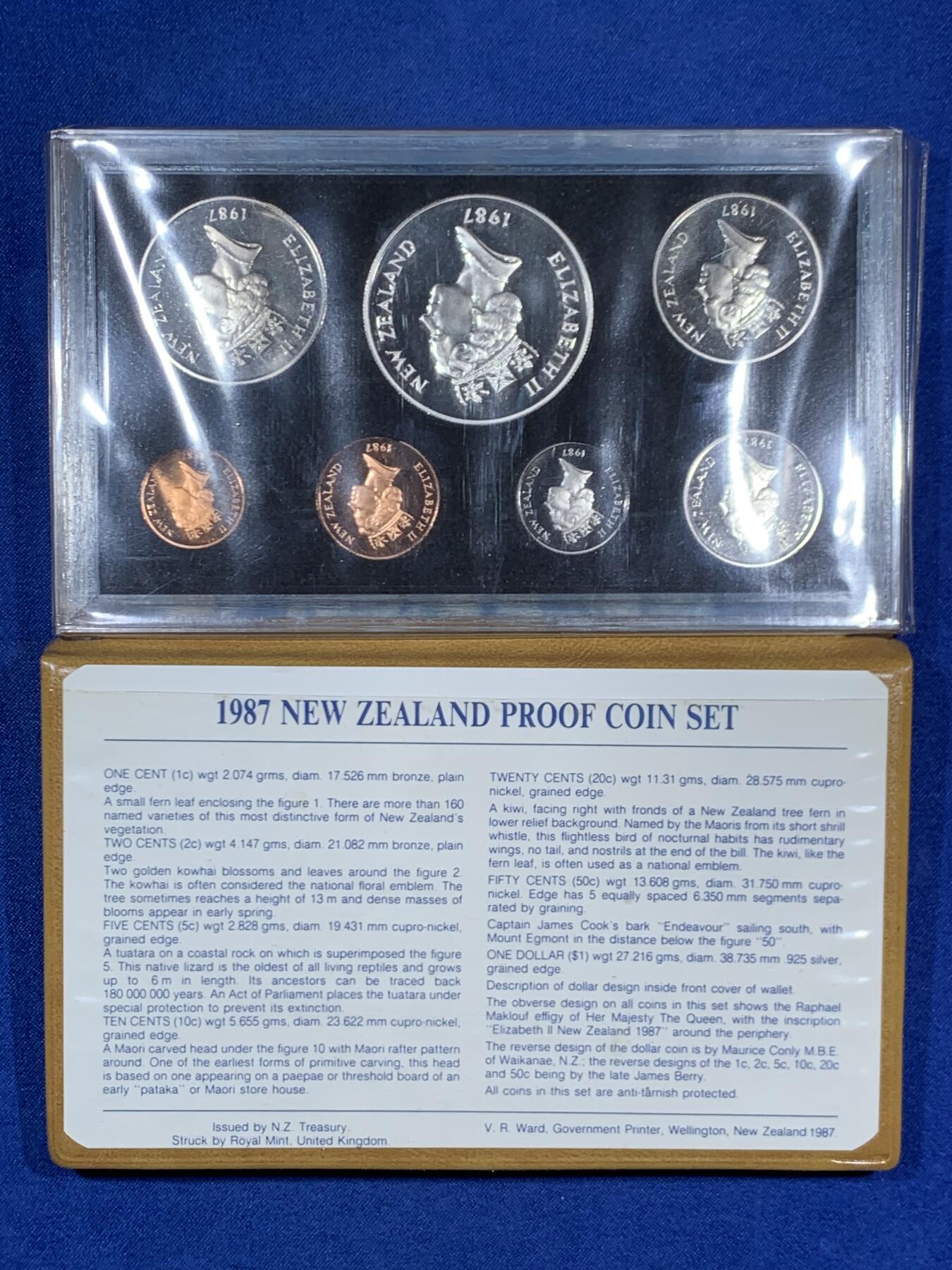《竞宝斋》第459场 周日，周一，2场连拍 （全场包邮）欢迎送拍 新西兰1987年国家公园百年纪念精制币套装 含1元精制银币 925银 27.2克