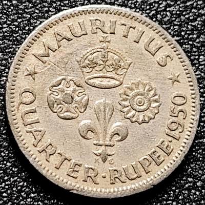 泉币菌-第172场- 精品福利场 - 乔治六世 英属毛里求斯  1/4卢比镍铜币1980年 19mm 3g