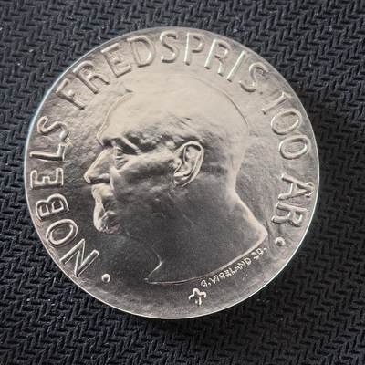 道一币馆币章第一百六十四场 - 挪威2001年诺贝尔百年100克朗纪念银币  33.6g 925S 50000