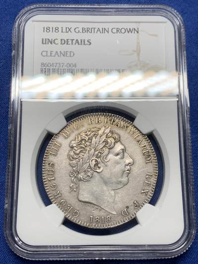 《竞宝斋》第459场 周日，周一，2场连拍 （全场包邮）欢迎送拍 - NGC UNC 英国 1818年 乔治三世 马剑大银币 细节高点也非常不错 性价比之选