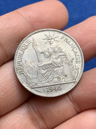 《竞宝斋》第459场 周日，周一，2场连拍 （全场包邮）欢迎送拍 - 法属印支1946年小坐洋女神50分