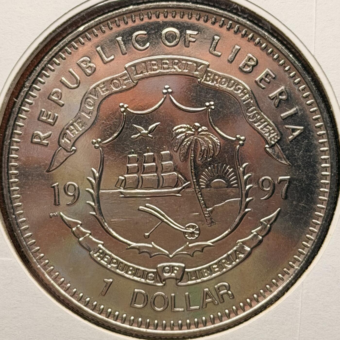 ＜星葵钱币社＞散币克朗场第68期·1月23日发货 〈邮币封〉利比里亚1997年戴安娜王妃穿越安哥拉雷区1元克朗型纪念币