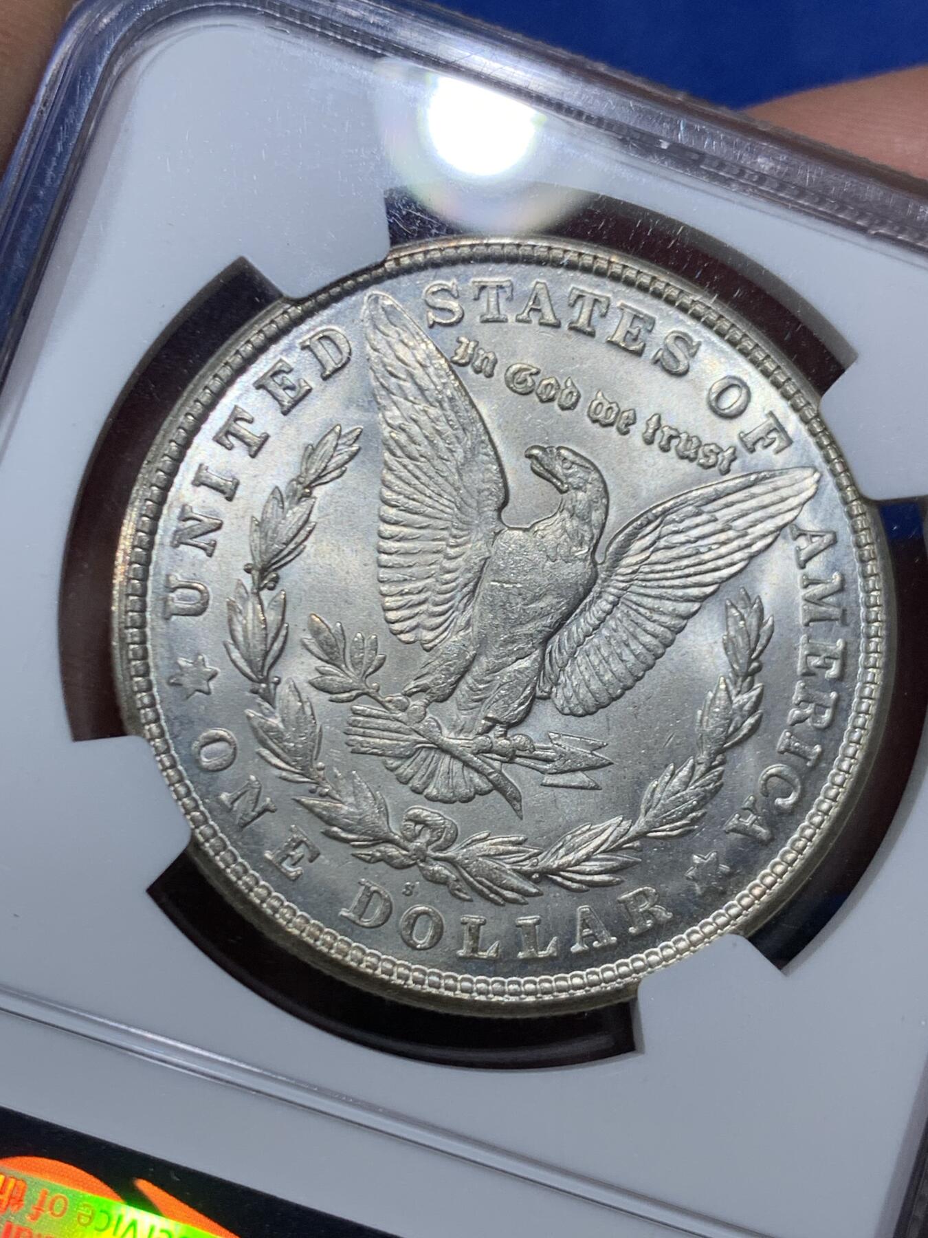 《竞宝斋》第459场 周日，周一，2场连拍 （全场包邮）欢迎送拍 NGC MS65 美国1921年S版摩根1美元银币 非常见的1921版本 难得