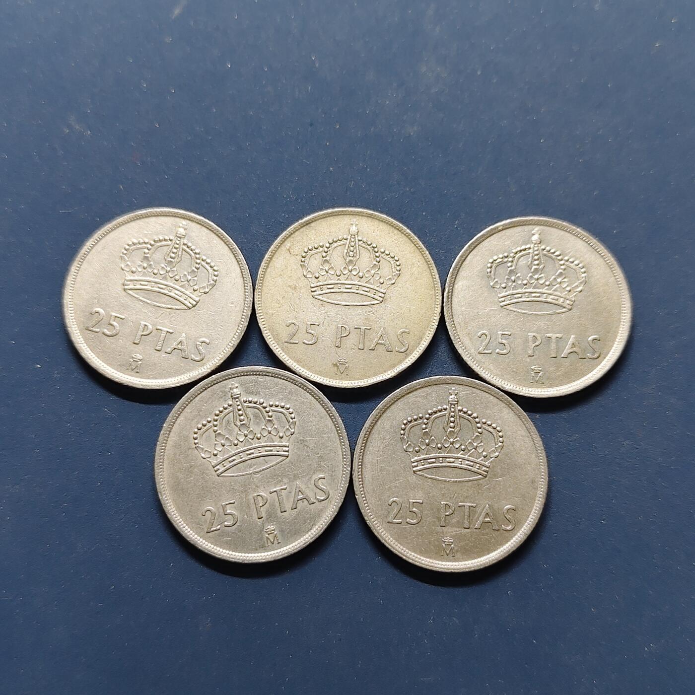 【全场包邮】纯粹捡漏拍496场-持续更新中 西班牙1982-1983年25比塞塔5枚一组