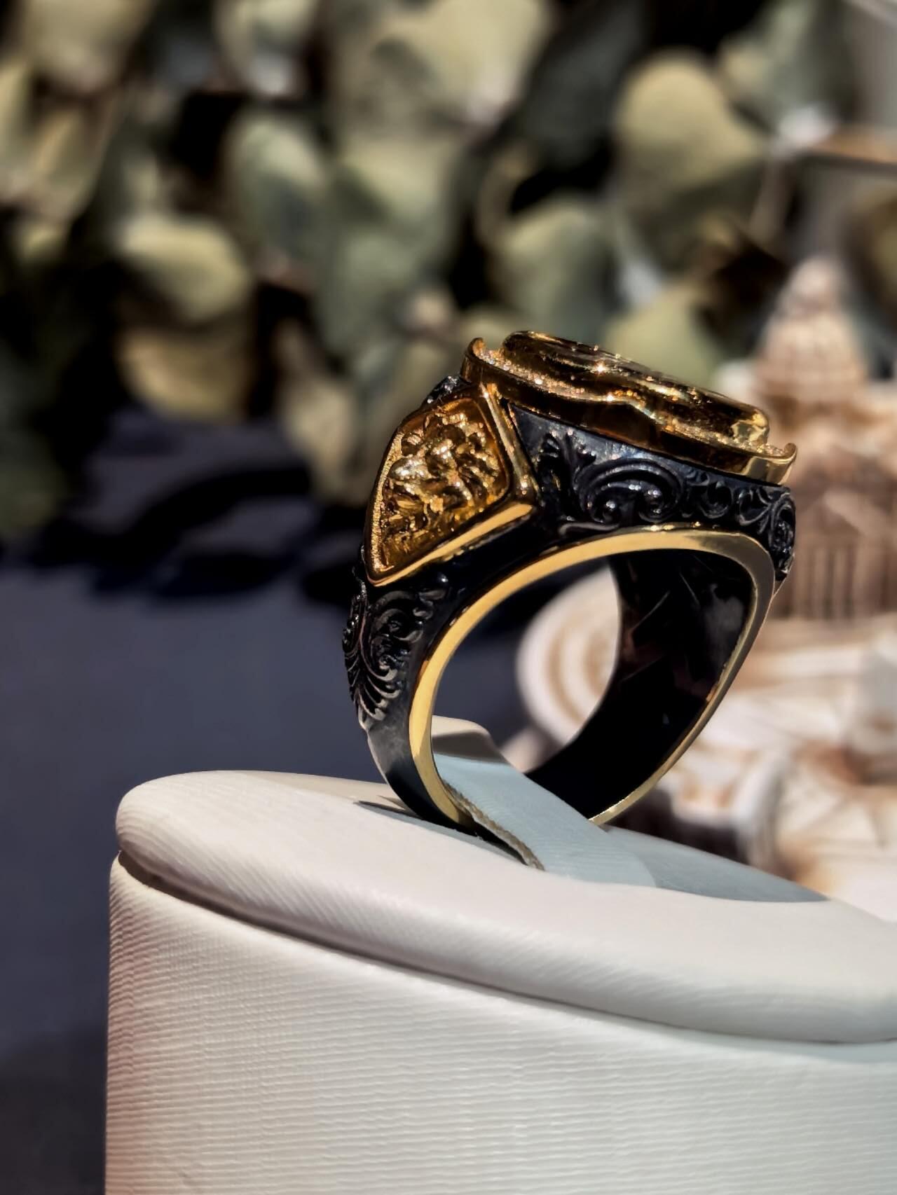 暗夜骑士系列古希腊回首狮古币戒指