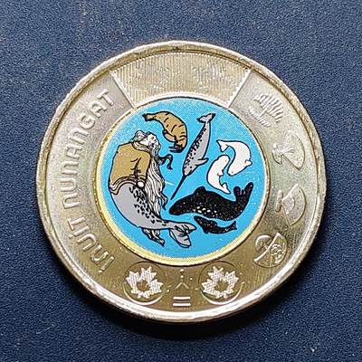 【全场包邮】纯粹捡漏拍496场-持续更新中 - 加拿大2024年2元因纽特努纳特彩色双色纪念币