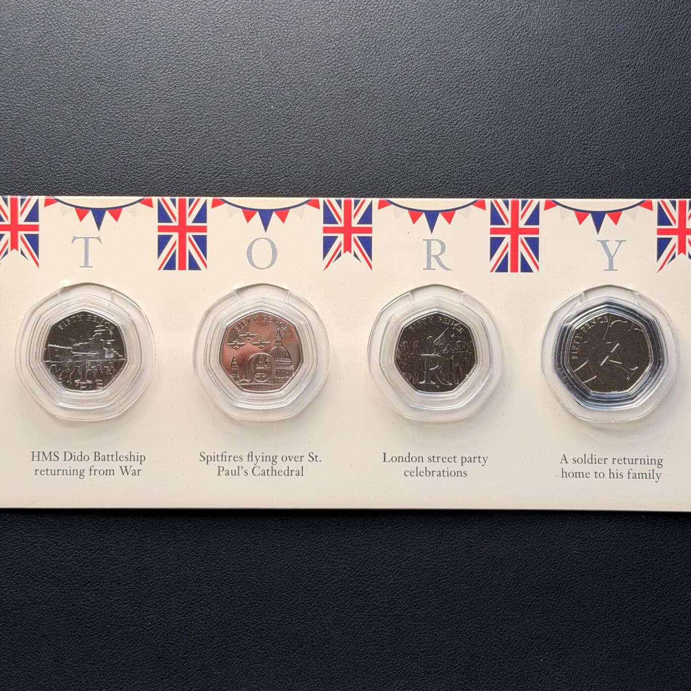 ＜星葵钱币社＞散币克朗场第68期·1月23日发货 马恩岛2020年胜利日75周年50便士卡装纪念套币