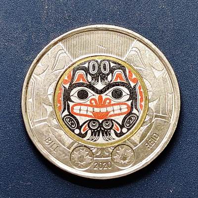 【全场包邮】纯粹捡漏拍496场-持续更新中 - 加拿大2020年2元土著艺术家比尔·里德彩色纪念币