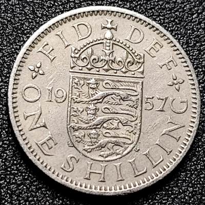 泉币菌-第172场- 精品福利场 - 三狮盾徽  英国1先令硬币 24mm  女王伊丽莎白二世