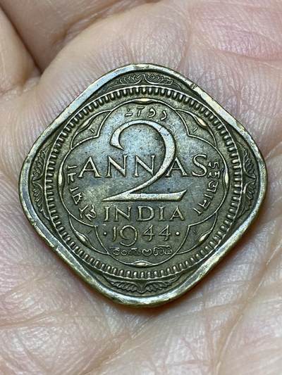 2026年第十一场(总第一百八十场）外国好品散币场(免佣金) - 英属印度1944年2安娜(乔治六世第二版，small4–小4版)
