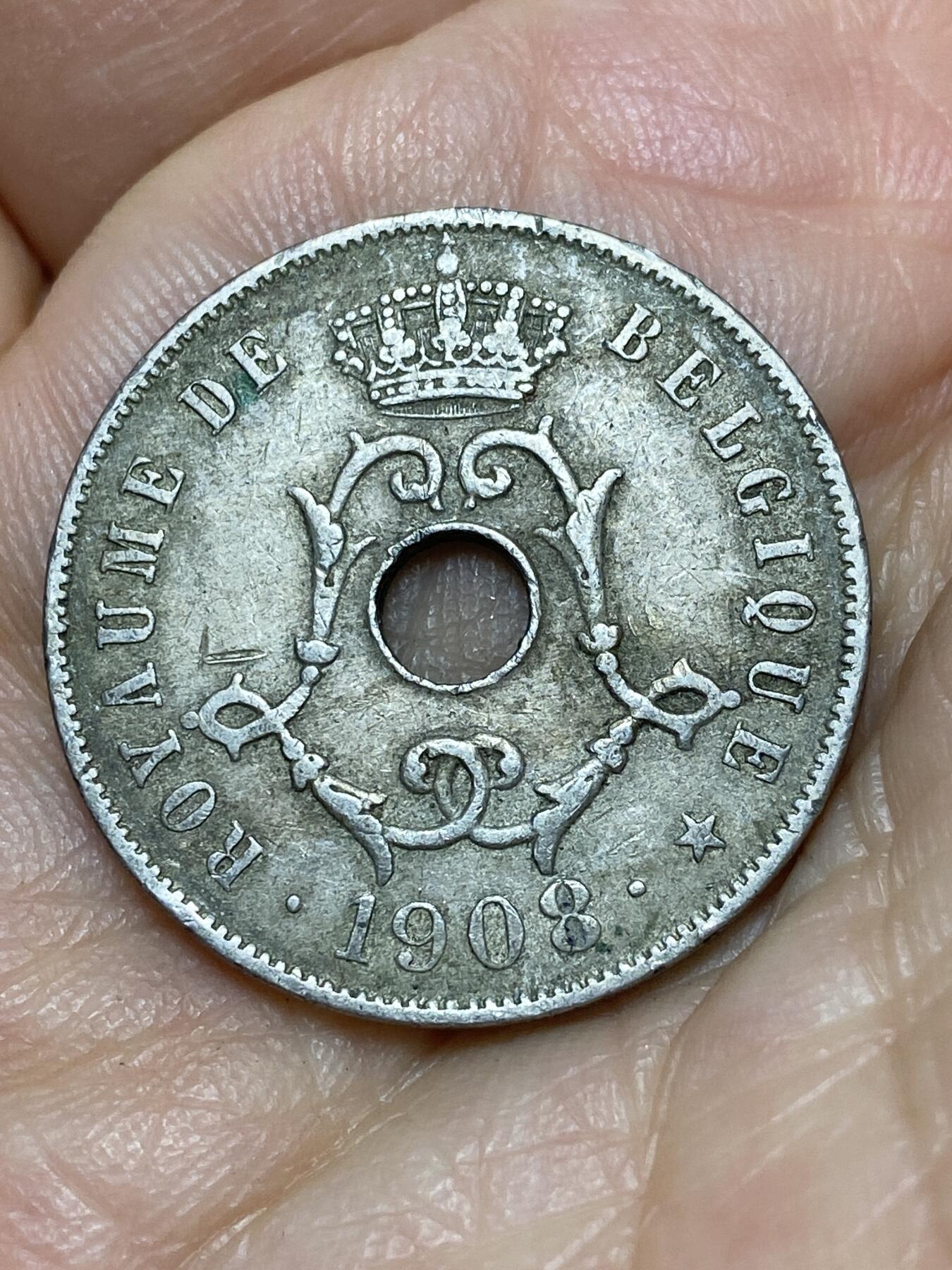 2026年第十一场(总第一百八十场）外国好品散币场(免佣金) 少见–比利时🇧🇪1908年25分(利奥波德二世时期，法语版，首发年仅发行2年)