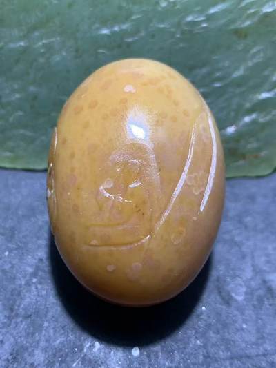 精美鱼籽纹冻料战国红玛瑙手工雕刻福在眼前大蛋形珠一个！ - 精美鱼籽纹冻料战国红玛瑙手工雕刻福在眼前大蛋形珠一个！