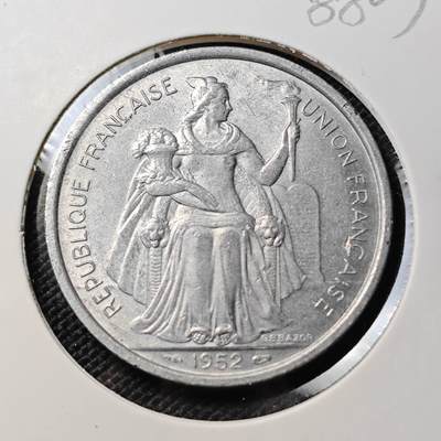 KK钱币收藏小铺  第388期  2月预留时间 周末发货 -  1952法属新喀里多尼亚5法郎