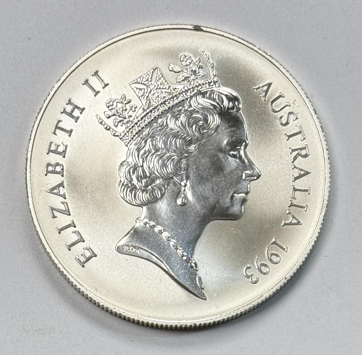 S&S Numismatic世界钱币-拍卖 第119期  澳大利亚1993年 袋鼠 1澳元1盎司999投资银币 31.1克999银