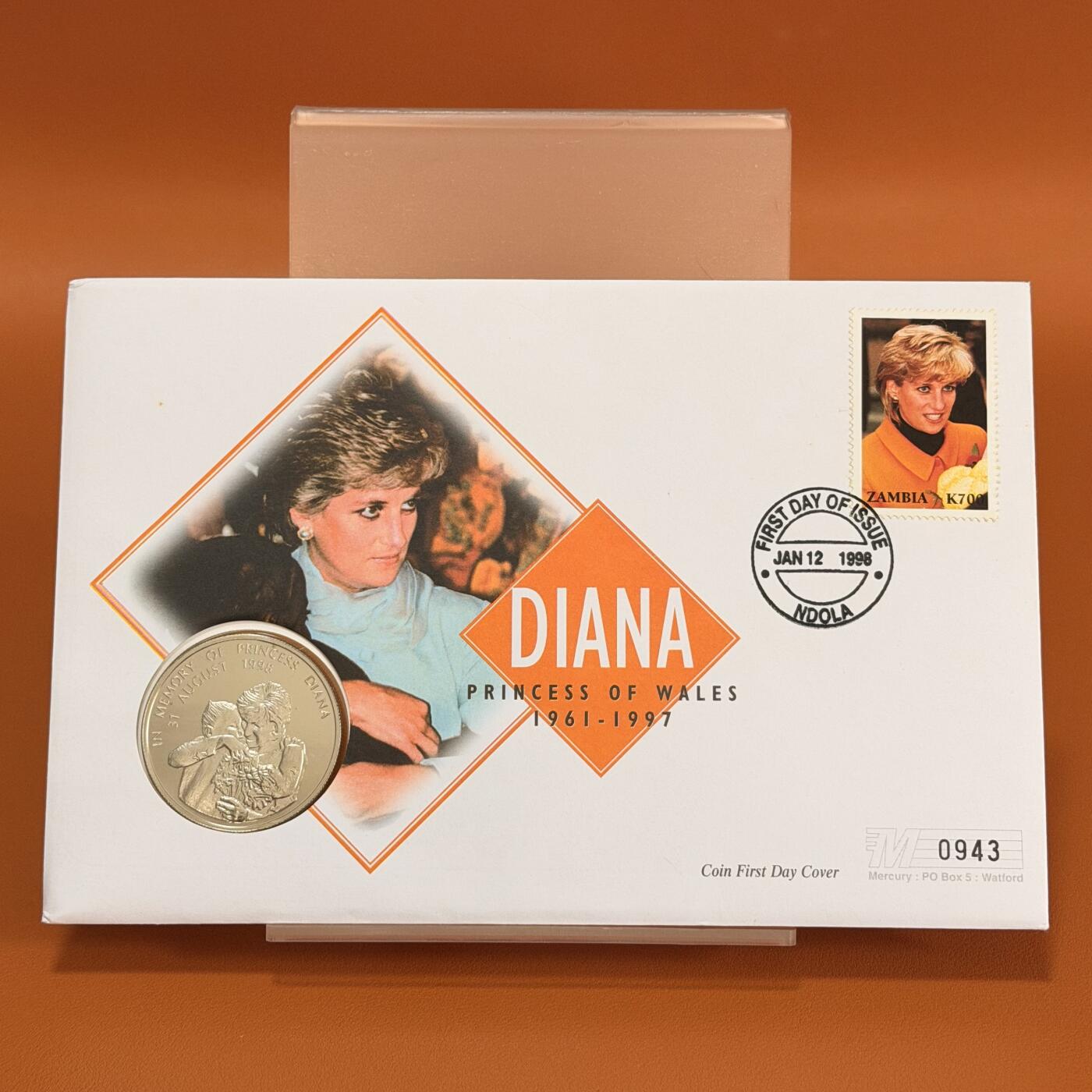＜星葵钱币社＞散币克朗场第68期·1月23日发货 〈邮币封〉赞比亚1998年戴安娜王妃1000克瓦查克朗型纪念币