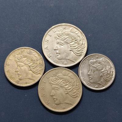 【全场包邮】纯粹捡漏拍496场 - 巴西1967-1974年女神版4枚套币