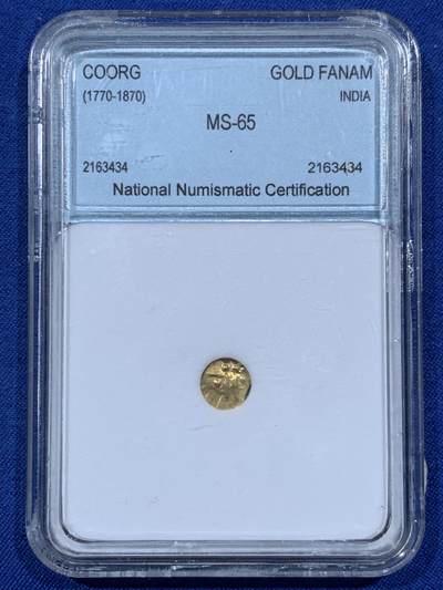 《竞宝斋》第459场 周日，周一，2场连拍 （全场包邮）欢迎送拍 - NNC MS65 印度 1770-1870年 法南 小金币