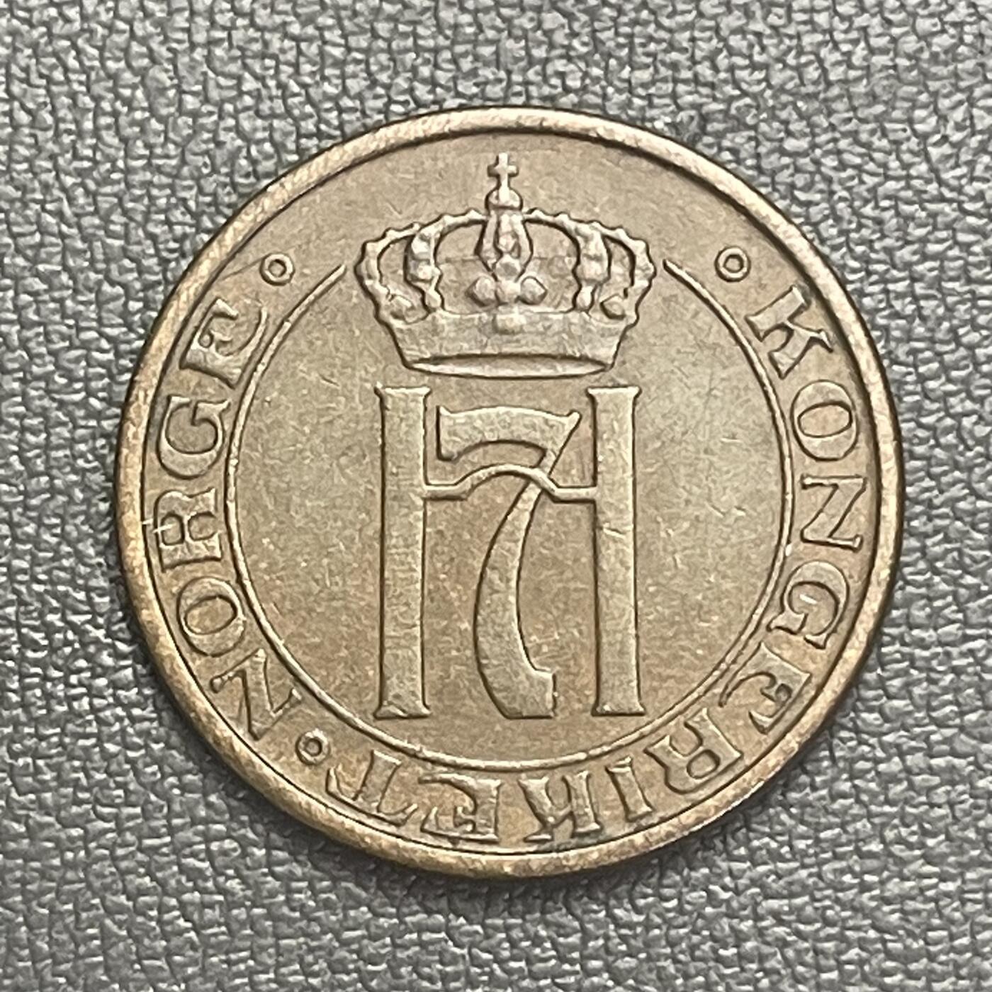 回流0120 挪威1936年2欧尔铜币 哈康七世王冠