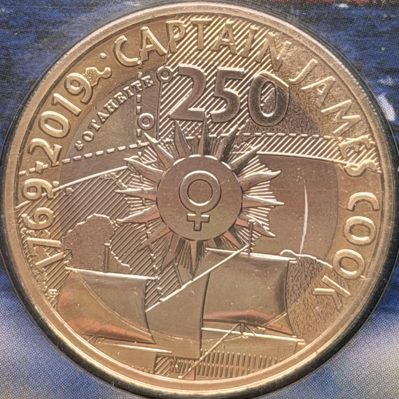 ＜星葵钱币社＞散币克朗场第68期·1月23日发货 英国2019年库克船长发现之旅250周年2镑卡装双色纪念币