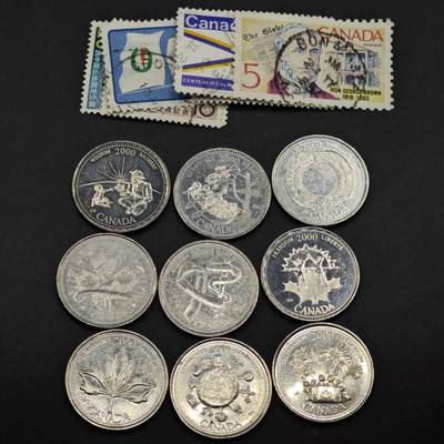 【淘币小摊】实时拍第八百五十拍   散币银币场   满百包邮可预留二周 每周一统一发货   - 加拿大2000年25份纪念币9枚