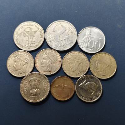 【全场包邮】纯粹捡漏拍496场-持续更新中 - 世界各国各年份散币10枚一组-加拿大+意大利+印度+印尼等