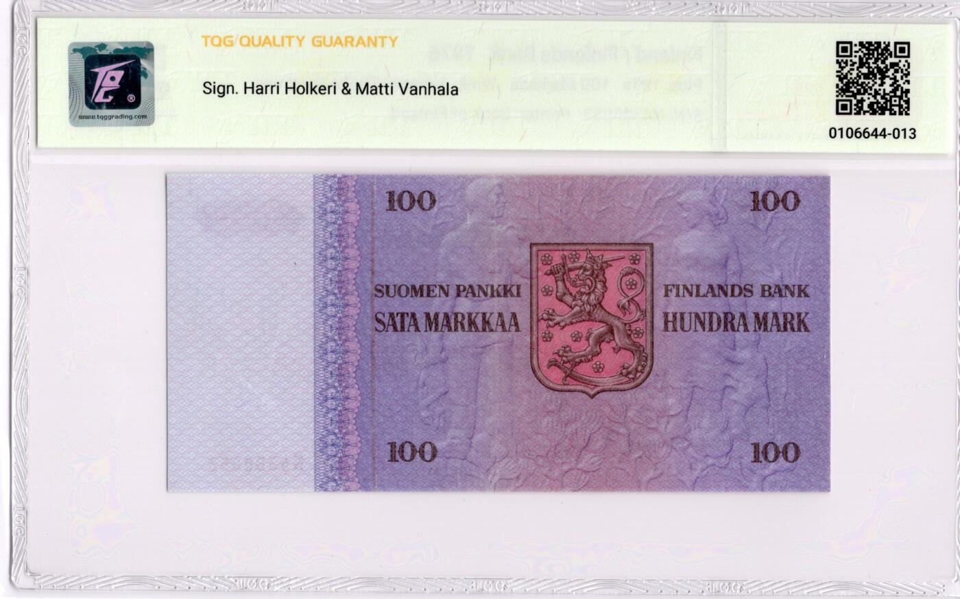 喜羊羊钱币收藏2026第13期(高性价比评级币场) 	芬兰	P-109a 1976年100马克	55				N4380053			
