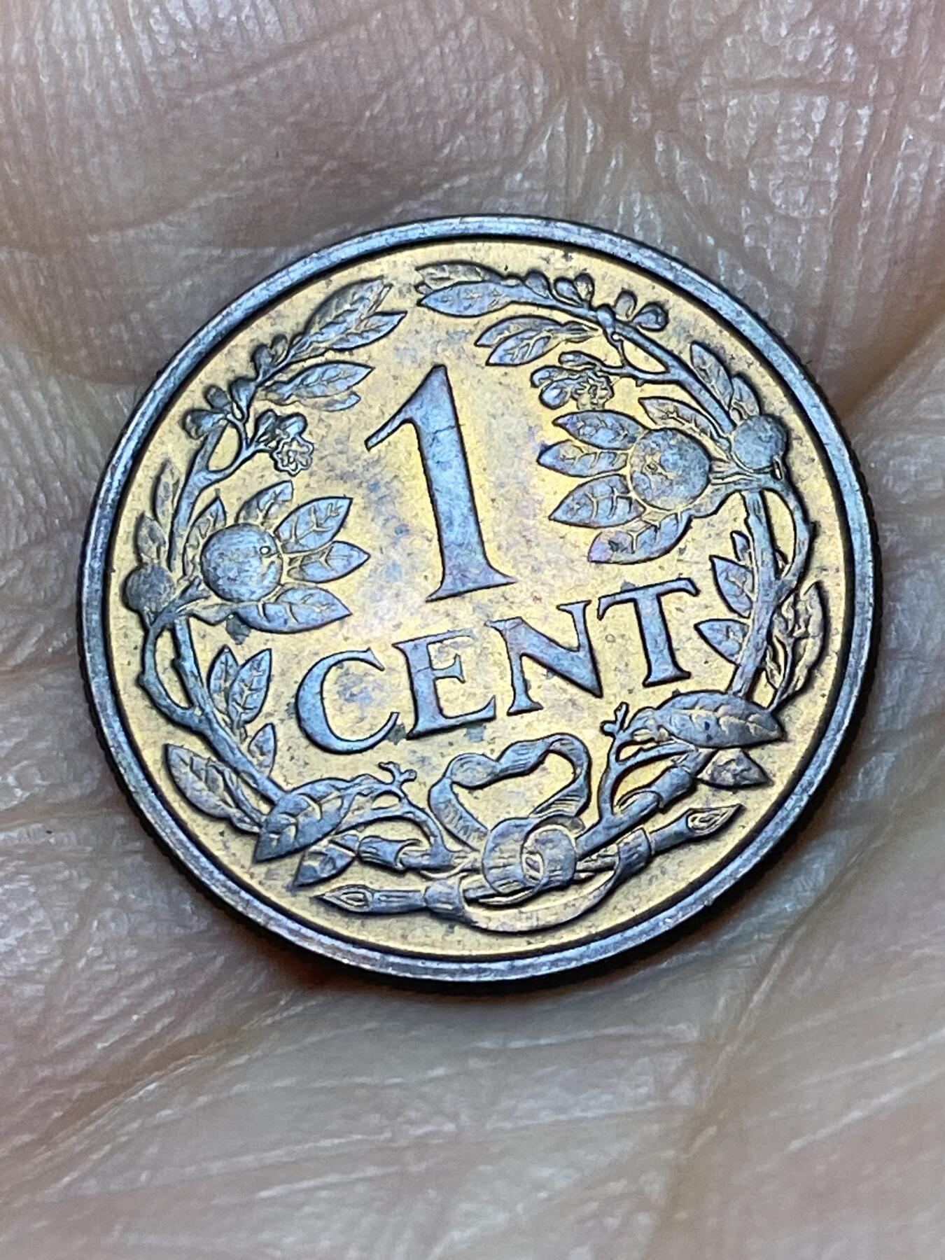 2026年第十一场(总第一百八十场）外国好品散币场(免佣金) 带光好品–荷属安的列斯1954年1分(朱丽安娜女王时期第一版，Fish–鱼标)