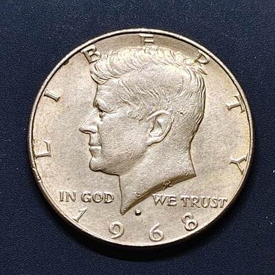 【全场包邮】纯粹捡漏拍496场-持续更新中 - 美国1968年肯尼迪半元银币【30.6毫米11.5克40%】