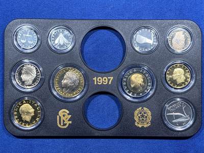 《竞宝斋》第459场 周日，周一，2场连拍 （全场包邮）欢迎送拍 - 意大利1997年精制套币10枚装(1里拉到200里拉)