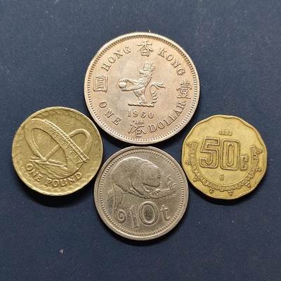 【全场包邮】纯粹捡漏拍496场-持续更新中 - 世界各国各年份散币4枚一组-香港+墨西哥+巴布亚新几内亚+英国1镑