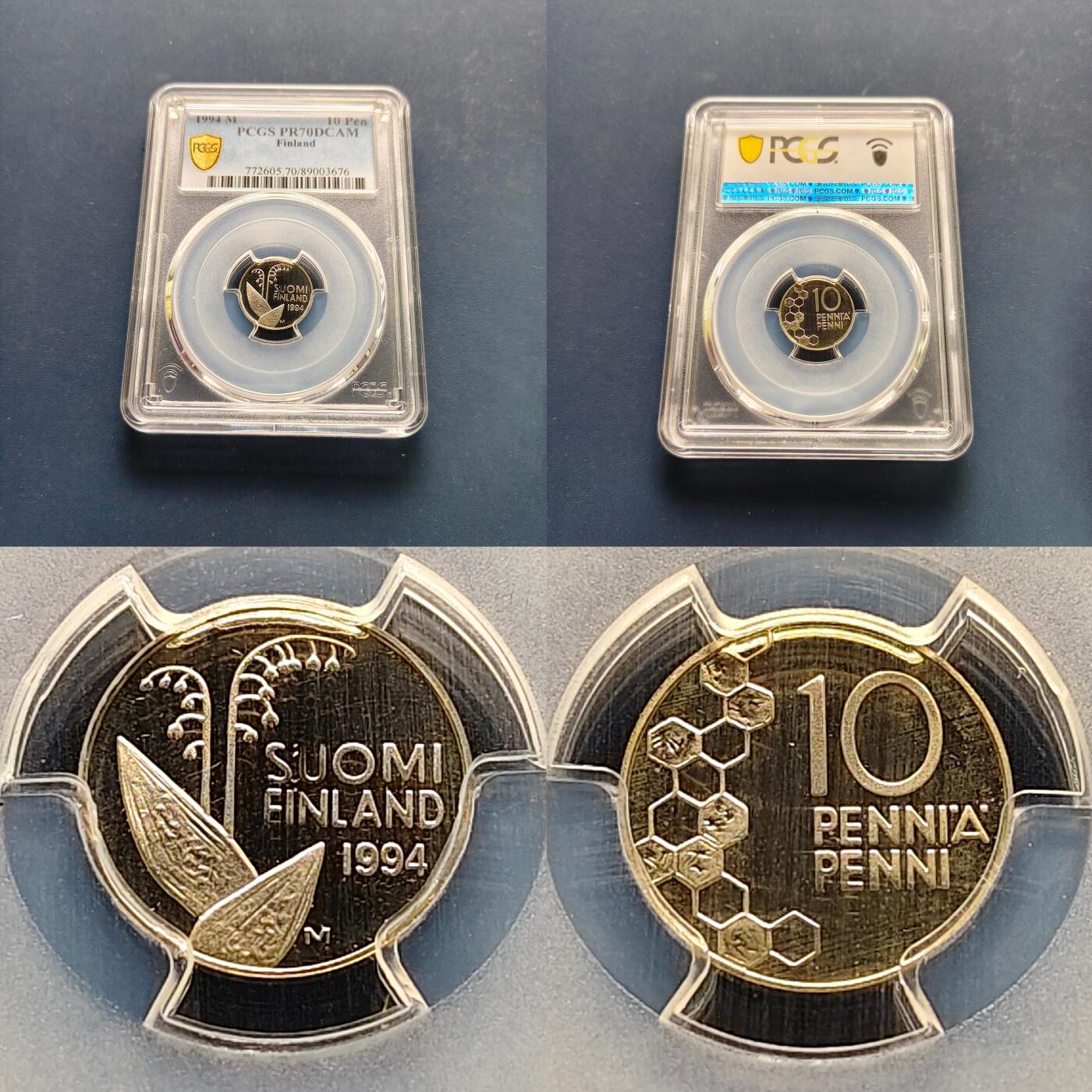 【全场包邮】纯粹捡漏拍497场-持续更新中 【收藏级·冠军分·少见】芬兰1994年PCGS评级5枚均为冠军分精制套币-盒证全-量4000-PCGS PR68-70 DCAM